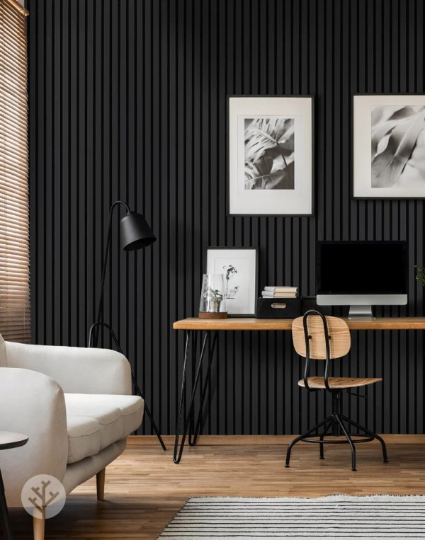 240in x 8.5in Acoustic Slat Wood Wall Panels – Black – Tuscany Doors