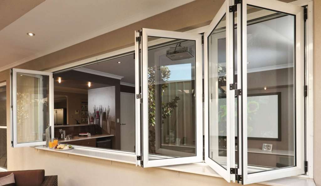 Modern bifold windows opening to interior