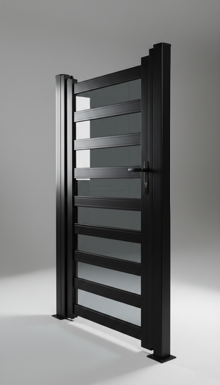 Modern Aluminium Glass Pedestrian Entry Gate - Image 2