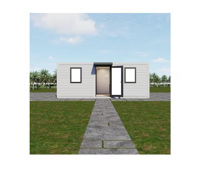 Modern house with pathway and greenery