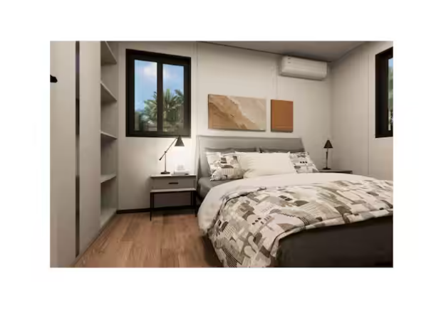 Empty modern interior with windows